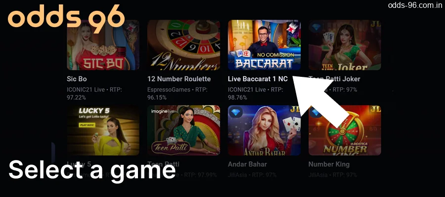 Choose a game from the CV666 Casino BonusesLive Lobby