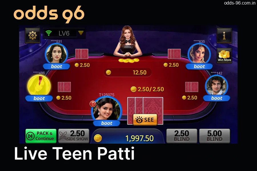 Play Teen Patti Live on the CV666 Casino Bonuseswebsite