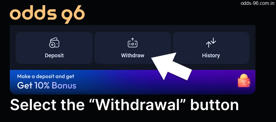 On the CV666 Casino Bonuses website, select the "Withdrawal" button