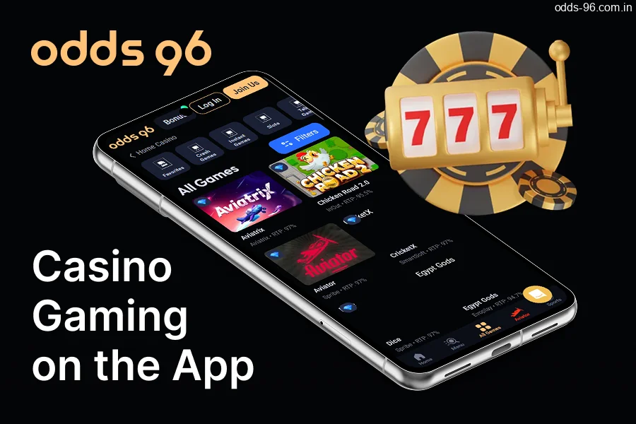 Play at the online casino on the 0dds96 mobile app