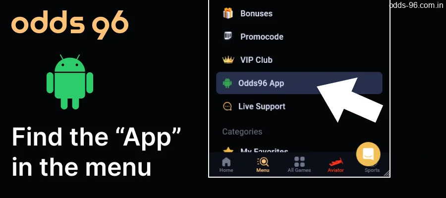 Locate the item labeled "App" in the 0dds96 menu