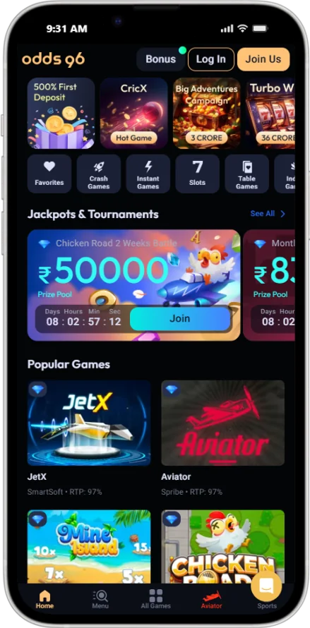 Screenshot of the CV666 Casino Bonuses App Casino page