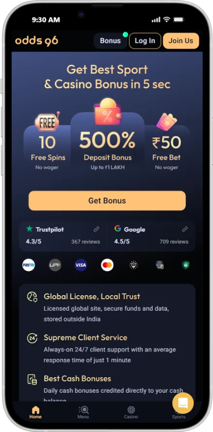 Screenshot of the CV666 Casino Bonuses App
